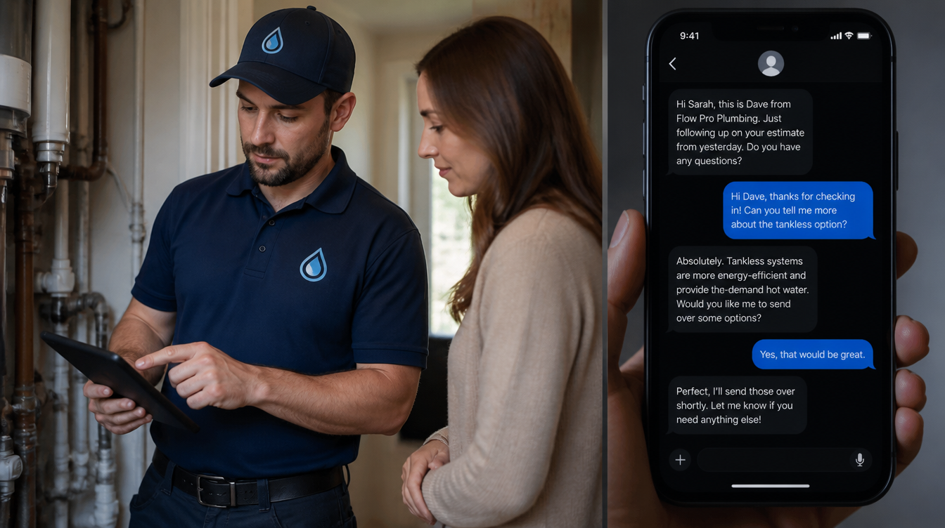 AI plumbing estimate follow-up system — close more jobs after emergency calls — Leadra.io