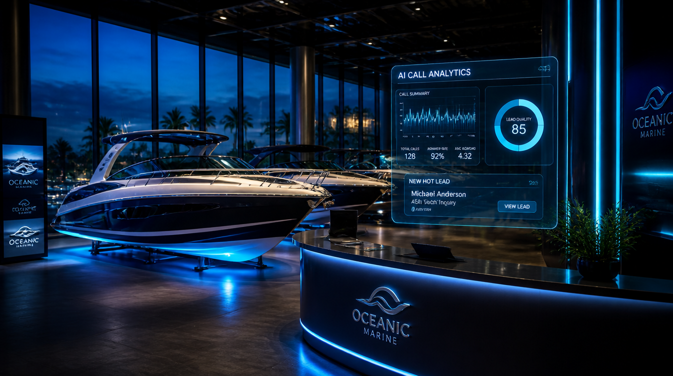 AI receptionist for boat dealers — answer every call, qualify buyers, book sea trials 24/7