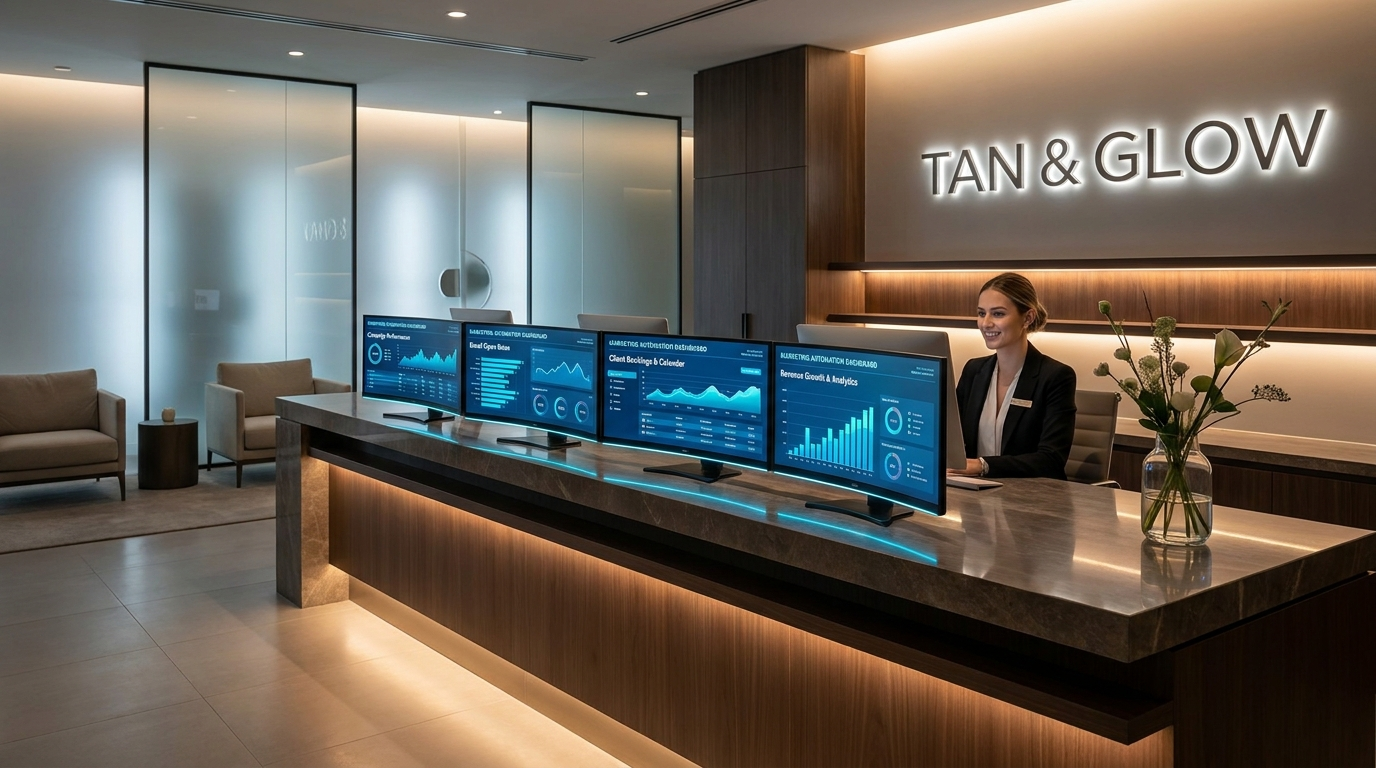 Tanning salon marketing automation guide - booking dashboards, review systems, and AI workflows